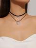 Vintage Black Lace Rose Necklace Bracelet Ring Set Women's Dinner Party, Dark Wind Neck Chain Bracelet
