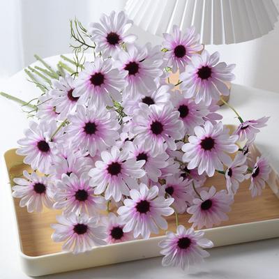 Fleurs Artificielles Bouquet de Chrysanthèmes Hollandais et Marguerites Artificiels à 5 Têtes 52cm Fleurs Artificielles en Soie pour Mariage Vacances Décoration de Maison Accessoires de Photographie