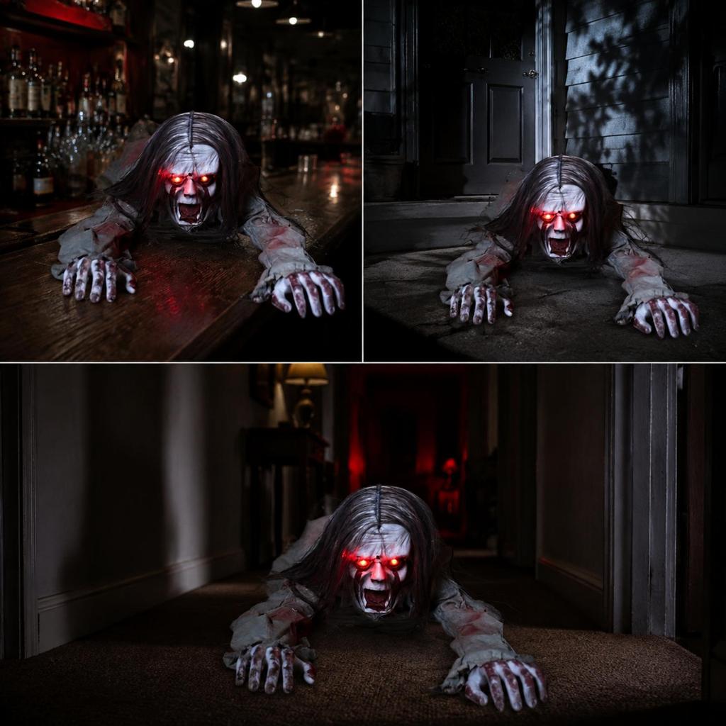 Crawling Ghost Decoration Creepy Animated Halloween Prop Large for Entryways