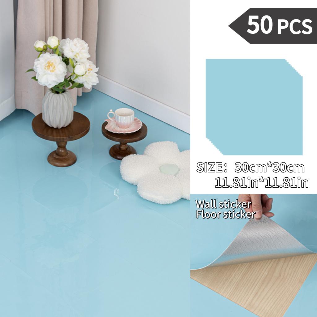 NINETAI Peel And Stick Floor Tile, 50pcs Vinyl Plank Wood Grain Look 11.81in*11.81in/48 Sq.Ft, Kitchen Mats For Floor
