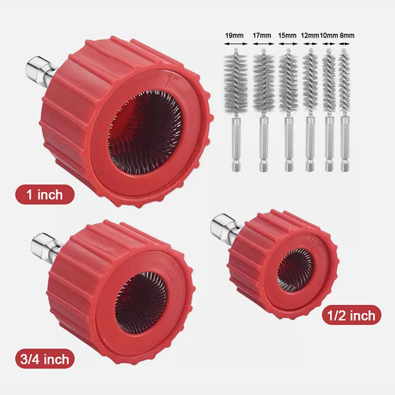 Copper Pipe Cleaner Set For Power Drill, Tube Cleaning Brush, Cleans Copper Pipes Tubes And Fittings For Soldering
