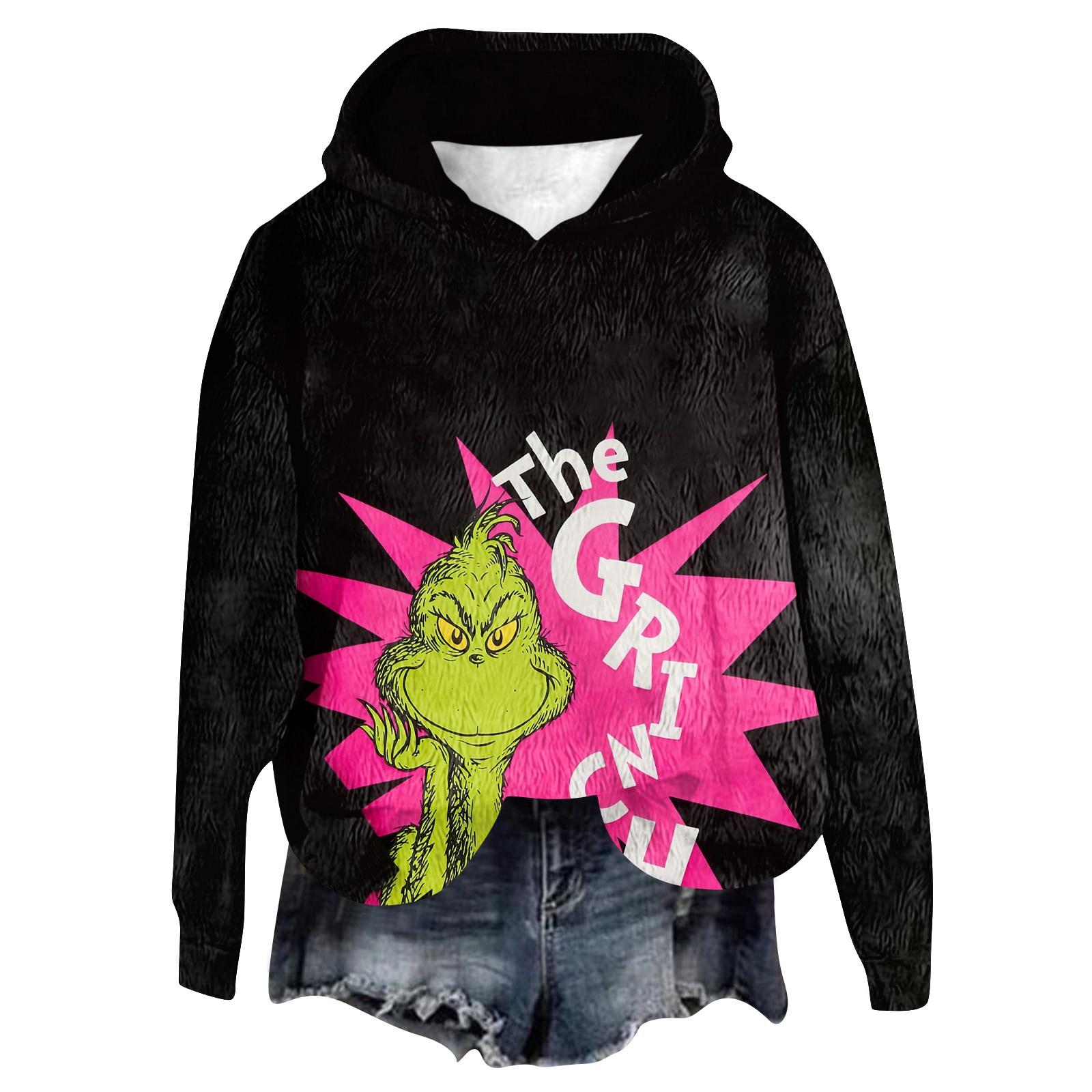 

Женская фланелевая толстовка с капюшоном и длинными рукавами с рождественским принтом L чёрный