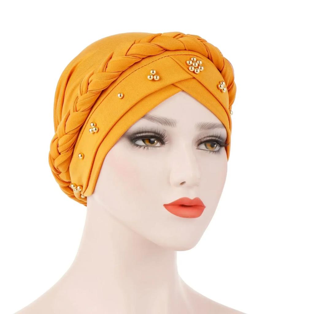 Velour Muslim Women Braid Hijab Turban Chemo Stretch Cap Hair Loss Hat Head Wrap Islamic Bonnet Headwear Beanie Cover