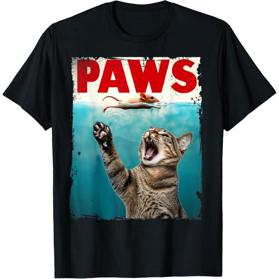 Paws Cat and Mouse Top, Cute Funny Cat Lover Parody Men Women Kids T-Shirt S