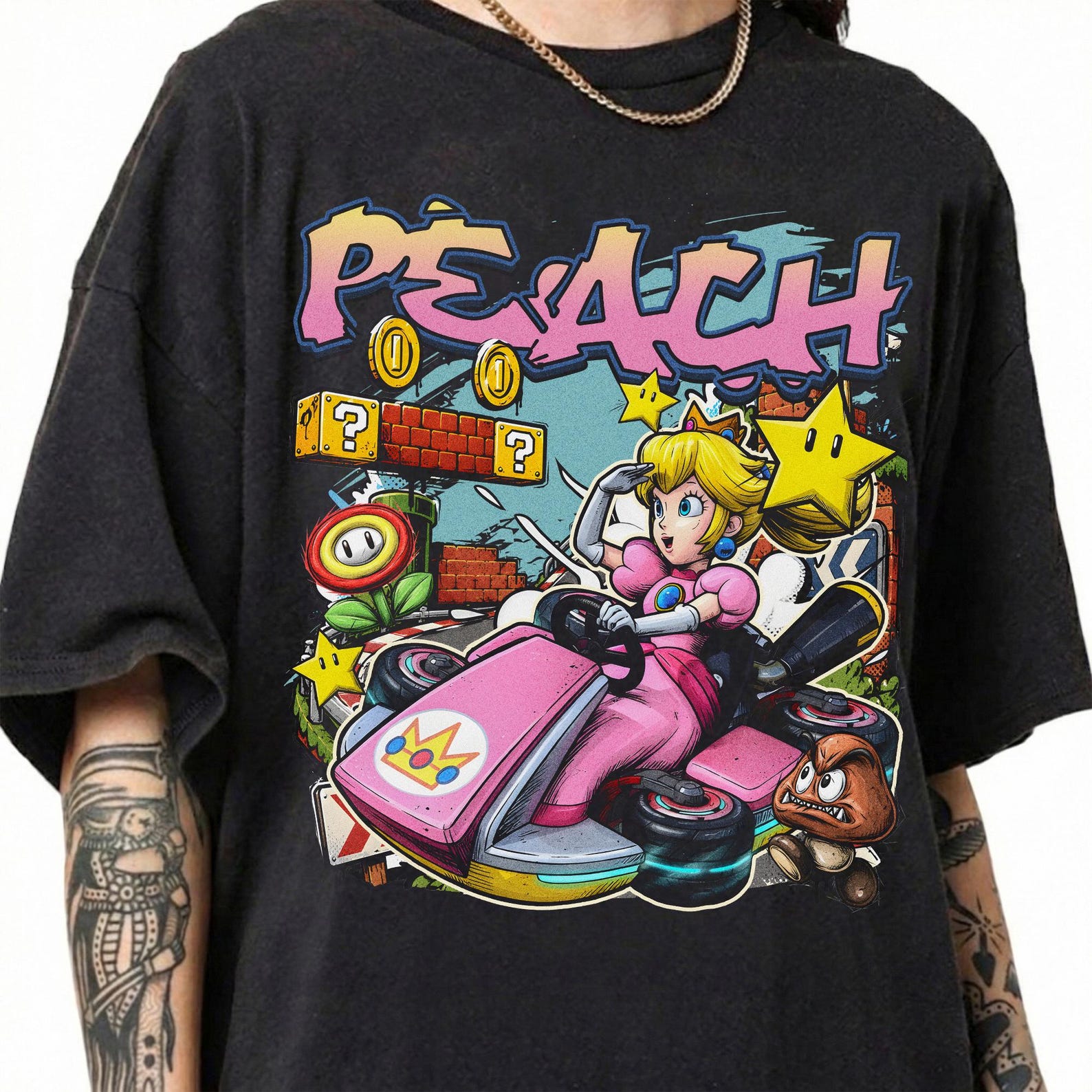 Princess Peach Mario Kart Shirt, Retro Super Mario Racing Tee, Nintendo Gamer Graphic Comfort Colors Top M