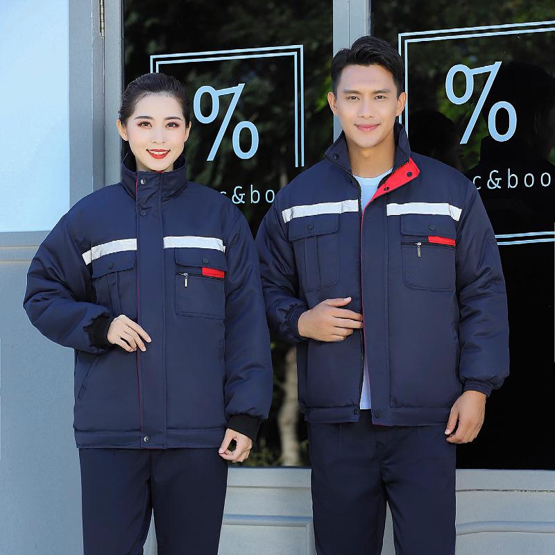 

Светоотражающая холодостойкая рабочая одежда с хлопковой подкладкой: Вышитая уличная защита труда для осени и зимы Height 175/XL