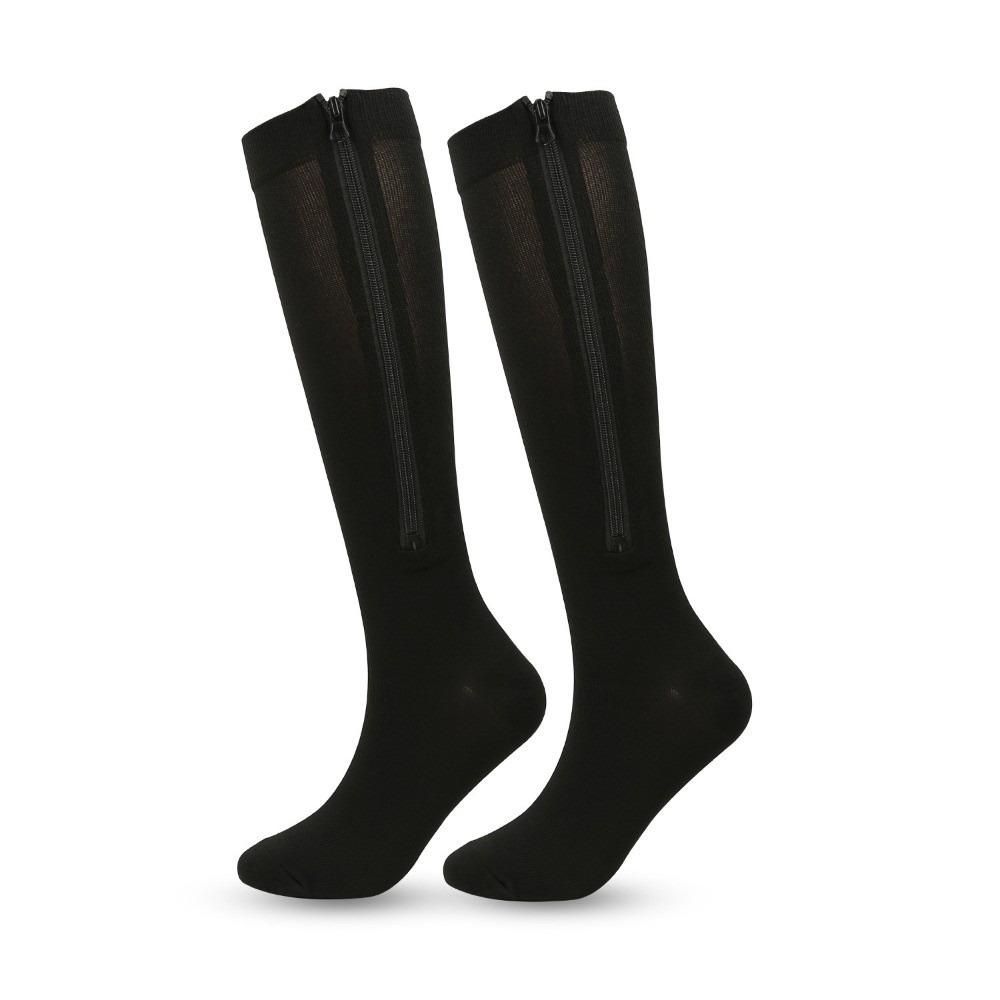 

BEPAN Retro Stripe Pressure Socks Breathable Soft Compress Zipper Socks Comfortable Elastic Cycling Sports Socks Outdoor Exercise 2XL чёрный