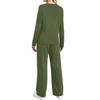 Women's Pajama Set with Pockets, Long Sleeve Round Neck Loose Fit Sleepwear for Home
