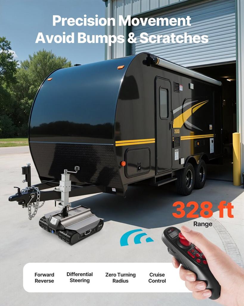 Electric Trailer Mover, 4082 Kg Max Towing Capacity, Remote-Controlled Trailer Mover with 100 M Wireless Range, Motorised Camper Trolley Kit Fits for