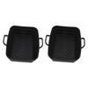 2 Pcs Silicone Air Cooker Pot with Handle Rectangular Fryer Liner Tray Replacement for Kitchen Cooking Accessories Black