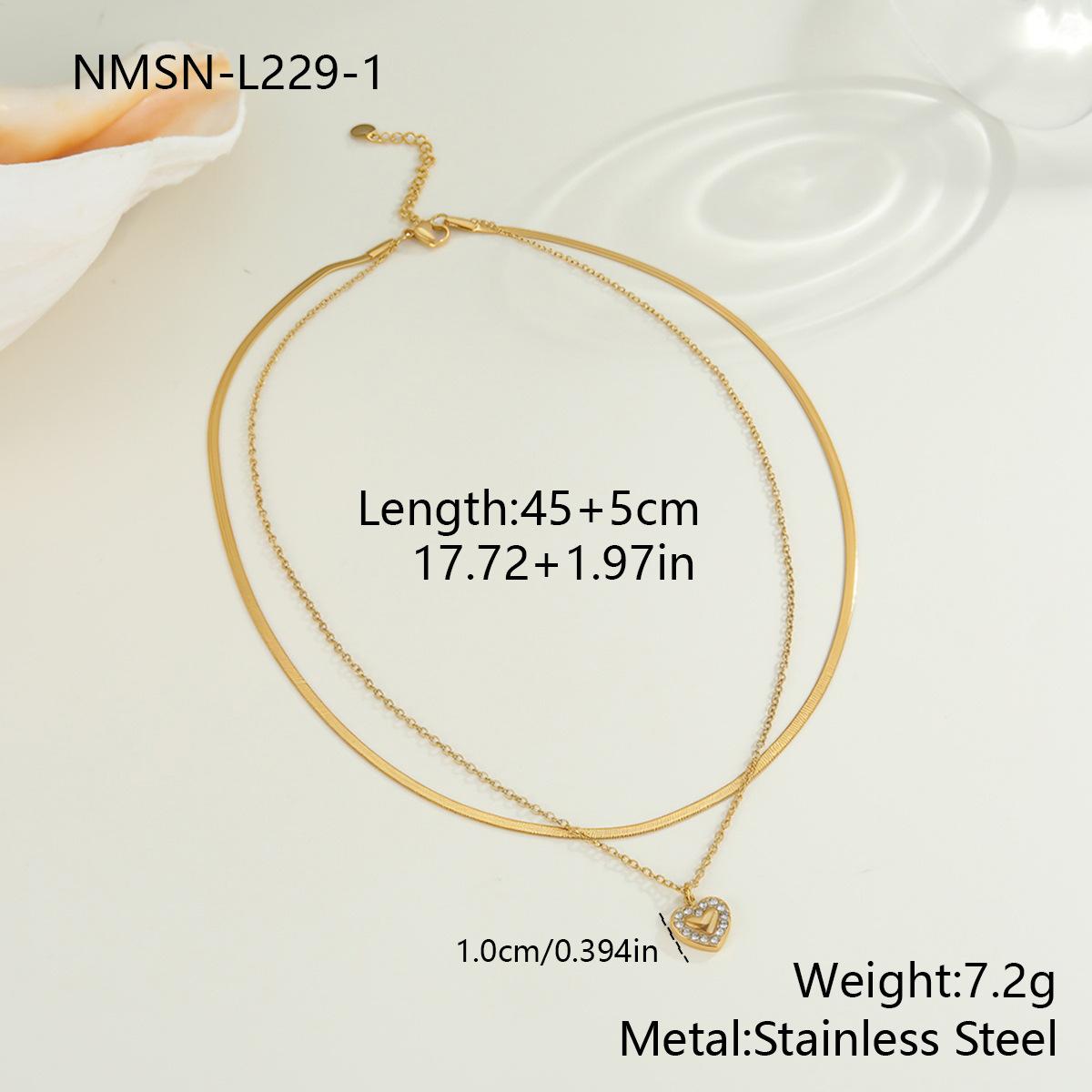 GEMCHIC Women s Gold Plated Stainless Steel Layered Necklace with Rhinestone Heart Pendant, Snake Chain & Cable Chain Choker Set