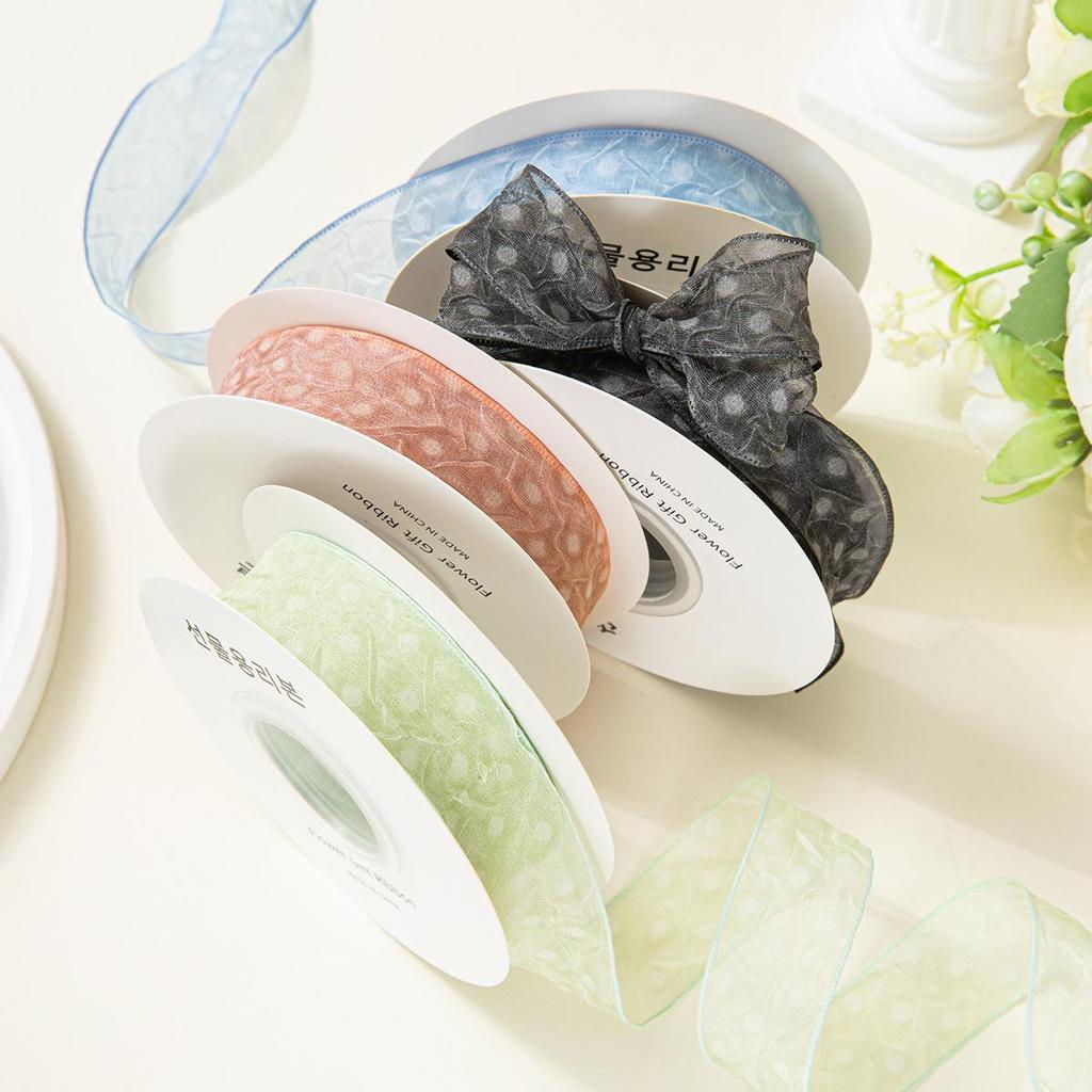 Textured Polka Dot Chiffon Ribbon for DIY Hair Bows & Accessories