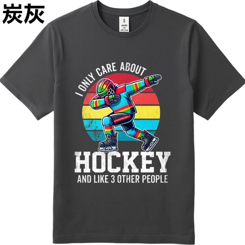 New Arrived Men Oneck tshirt Vintage I Only Care About Hockey And Like 3 Other People Trendy Unisex tees Comfort Tshirt