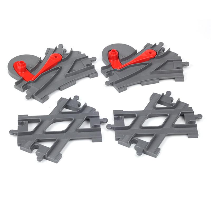 Non-Toxic Rail Transport Big Size Building Blocks Creative Track Accessories Assemble Toys For Children Bricks Compatible City Train Set