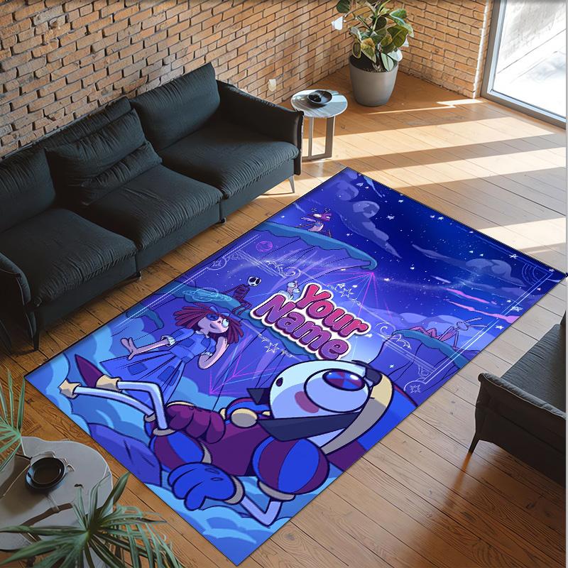 Personalized Crystal Velvet Carpet Custom Name Text,The Amazing Digital Circus Anti Slip Area Rug For Home Decoration