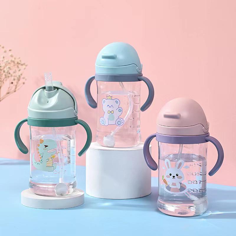 Children's 250ml Straw Sippy Cup with Handle - PC Plastic