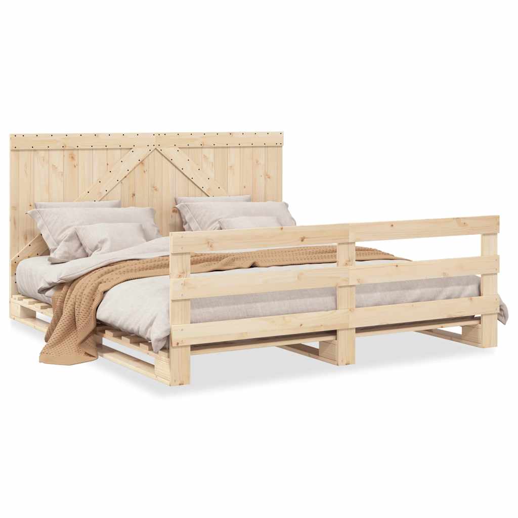 Solid Wood Bed with Headboard 200 x 200 cm Pine