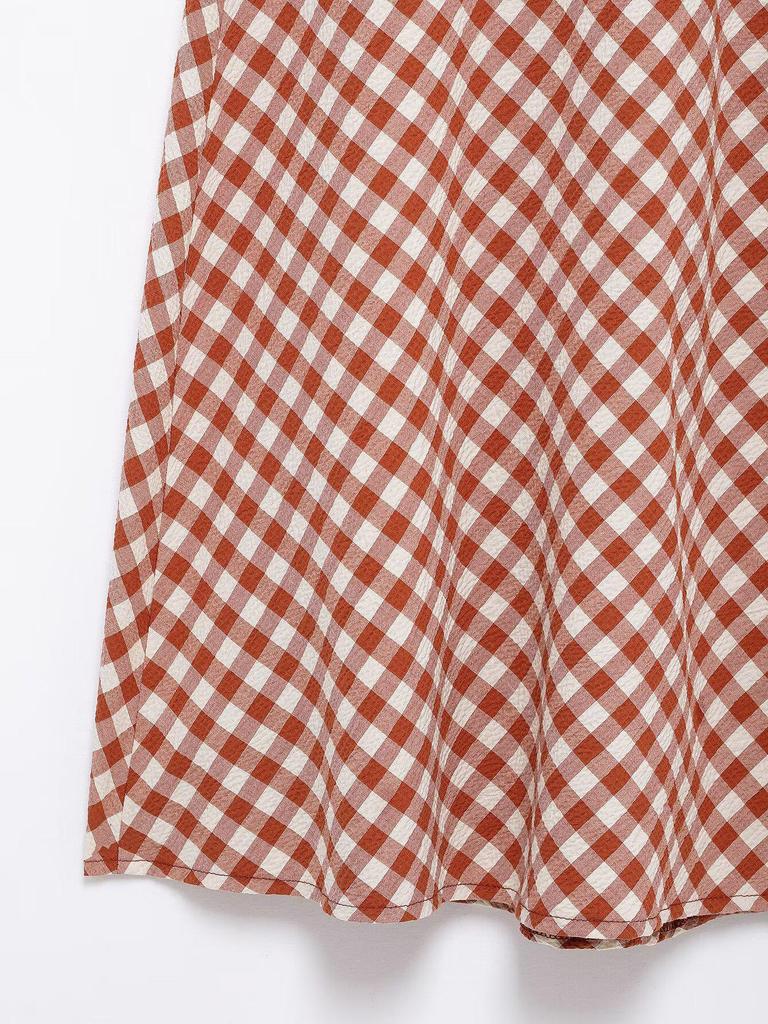 Spring 2025 European & American Style Women's Plaid Camisole Top and Midi Skirt Set