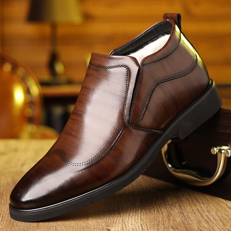 

Мужские хлопковые туфли 2025 зима британский стиль деловые классические мужские бархатные теплые кожаные хлопковые туфли прилив 44