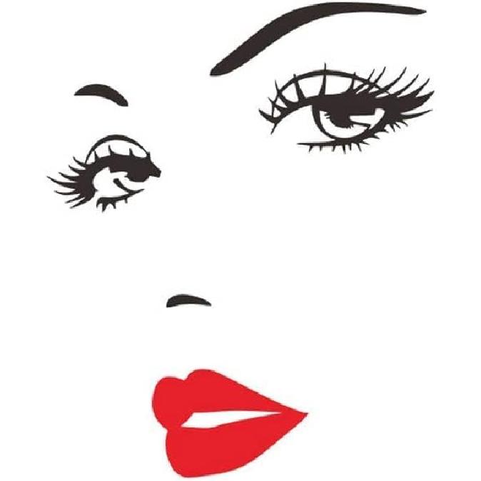 Girl Lips Beauty Salon Manicure Nail Service Art Wall Sticker Vinyl Decal Mural for Bedroom Dressing Table Living Room Home Decoration 23 X 18 In