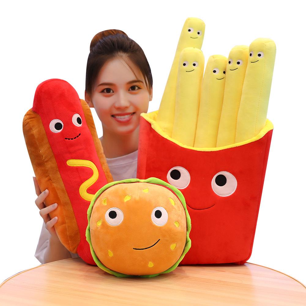 Trendy Plush Burger & Fries Pillow – Foodie Doll Toy