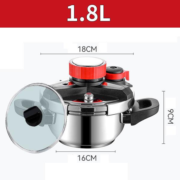 Stainless Steel Pressure Cooker Cooking Pot 1.8L 2.4L 5L 7L Induction Compatible Pressure Cooker Cookware with Extra Glass Lid