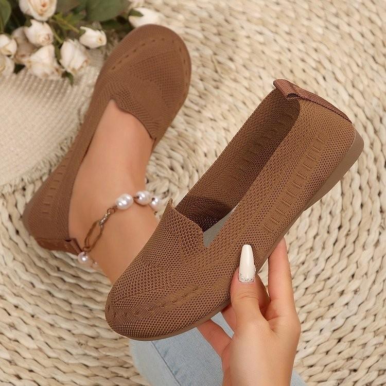 Foreign Trade Large Size Single Shoes New Fly-woven Mesh Surface Shallow Mouth One Pedal Lazy Flat Bottom Casual Women's Shoes Trendy Black