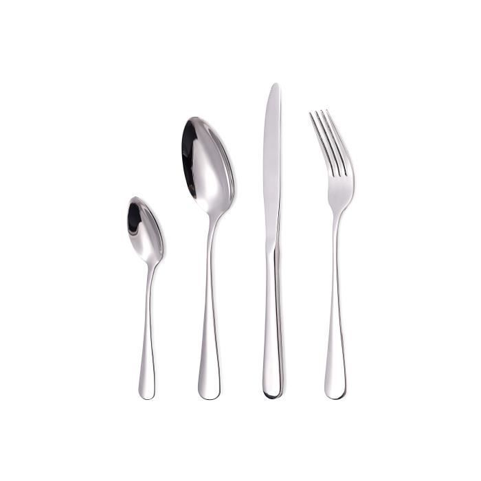 Cutlery Set - Stainless Steel - 24 Pieces - Stainless Steel - Dishwasher Safe - Silver