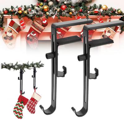 4/8Pcs 2-in-1 Fireplace Stocking Hanger Garland Holder Rust-Proof Easy Installation Double Hook Design Wreath Hanging Rack
