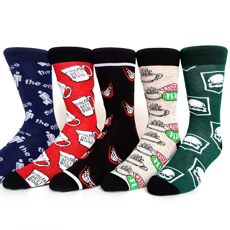 5 Pairs/Pack Men Funny Socks Casual Hip Hop Creative Cartoon Novelty Calcetines Hombre Street