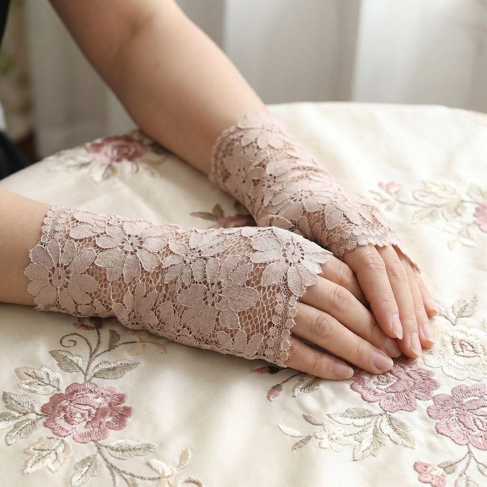 Breathable Mesh Fingerless Gloves Thin Fabric Bridal Short Gloves Elegant Arm Sleeve Summer Wear
