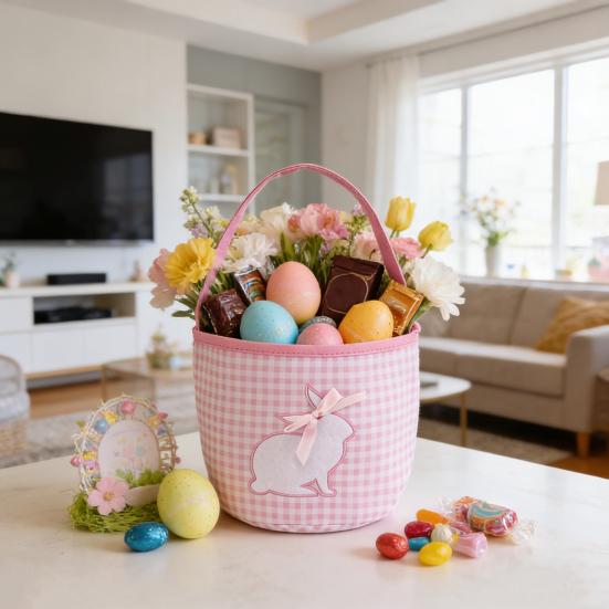 Easter Tote Bag Decorative Bunny Basket Spring Holiday Bag Egg Collecting Festive Party Indoor Outdoor Decoration