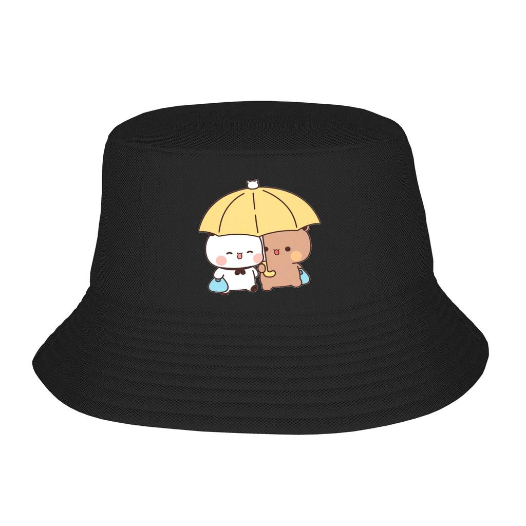 Street Panda Bear Couple Anime Cartoon  Bucket Hat Unisex Packable Outdoor Sports Bubu And Dudu Fishing Caps Travel Headwear Bob