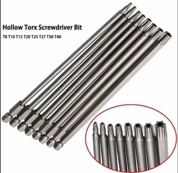 

8PCS Torx Screwdriver Bit Set 1/4 Inch Hex Shank Magnetic Star Bits T8-T40 for Drill Wrench 150mm 200mm 100mm