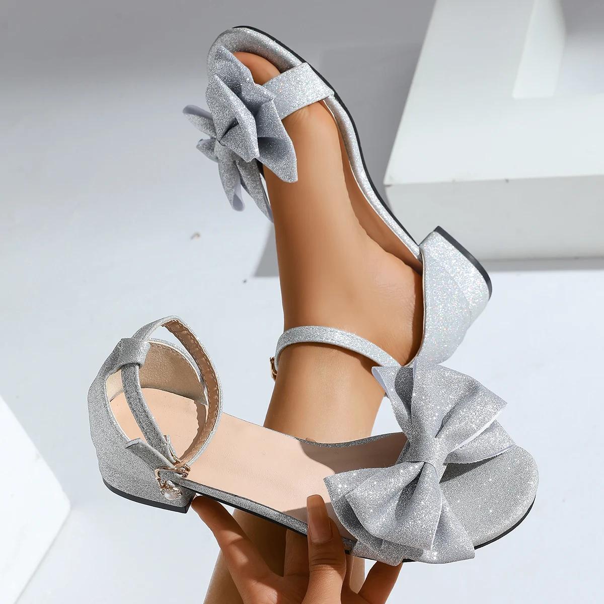 

Модные женские сандалии Тренд 2025 Лето Новые Элегантные Повседневные Удобные Свадебные Туфли для Женщин Модные Сексуальные Сандалии на Высоком Каблуке для Улицы 35 серебряный