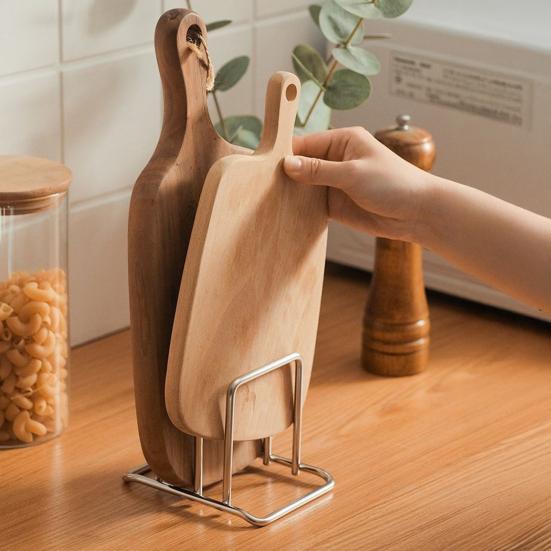Cutting Board Stand Stainless Steel Countertop Organizer Space-Saving Chopping Board Holder