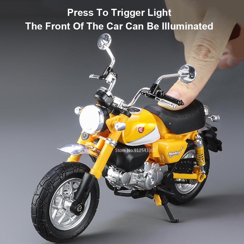 1/12 Honda Monkey Alloy Toy Motorcycle Model Car with Sound Light Rear Wheel Suspension Motorbikes Vehicle Models for Children