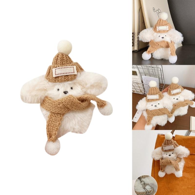 Plush Dog Keychain Cartoon Animal Pendant Keyring Fashionable Key Rings Jewelry Accessories for Backpacks and Phones