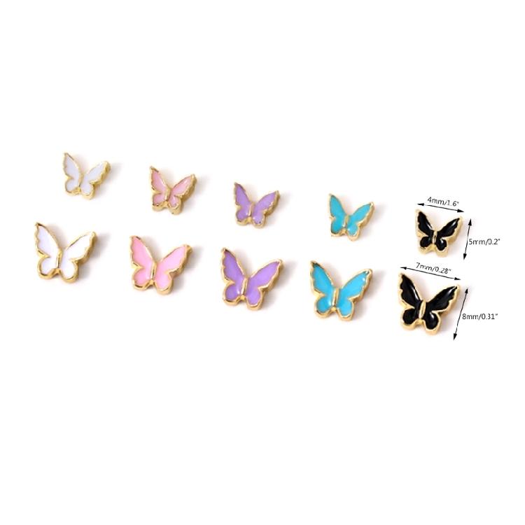 5Pieces/set Butterfly Nail Charms Butterfly Rhinestones Nail Art Decoration DIY