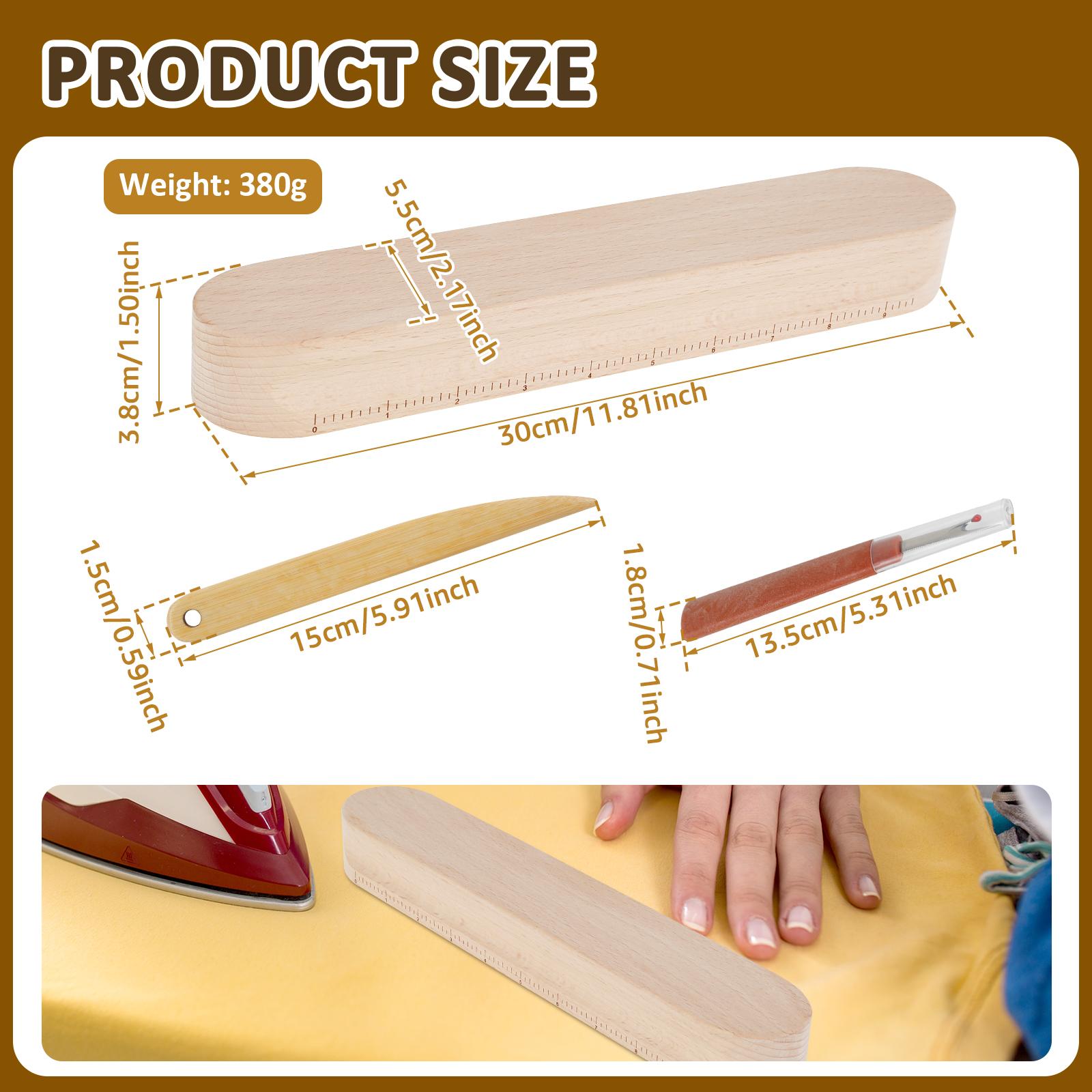 Tailor Clappers Wood Clapper Sewing Tool with Point Tuner and Seam Opener Smooth Sewing Clapper with Scale Practical Quilter