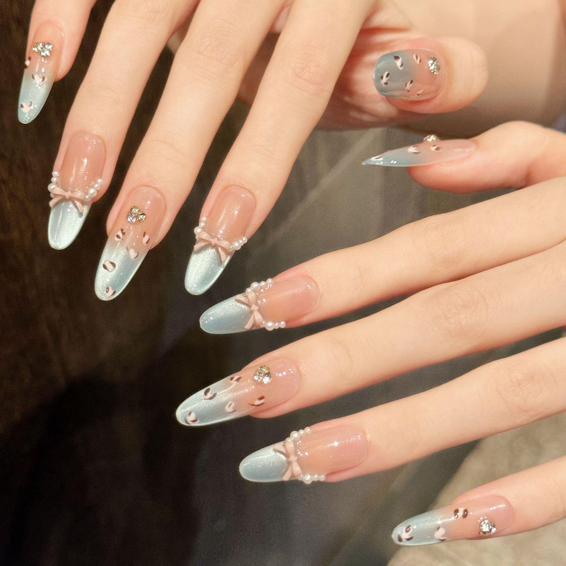 

Yihe Морская Соль Молоко Леопардовый Принт Кошачий Глаз Румяна Французский Бант Ручная Работа Ногти