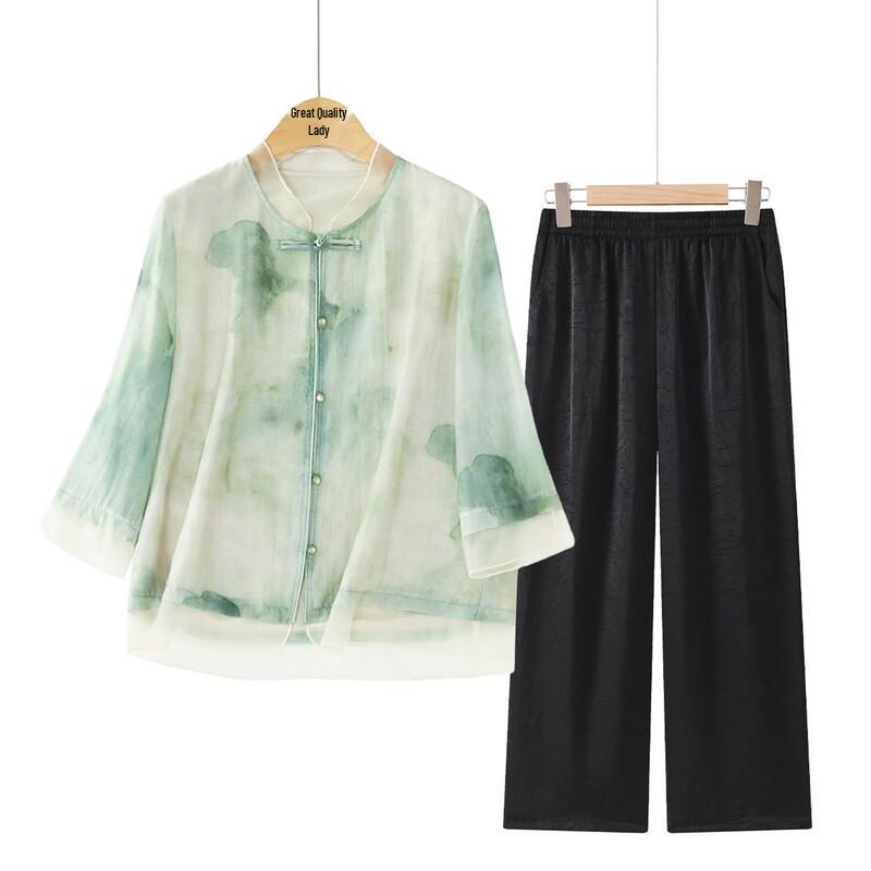 Elegant Women s Blouse Set for Mid-Aged 4XL