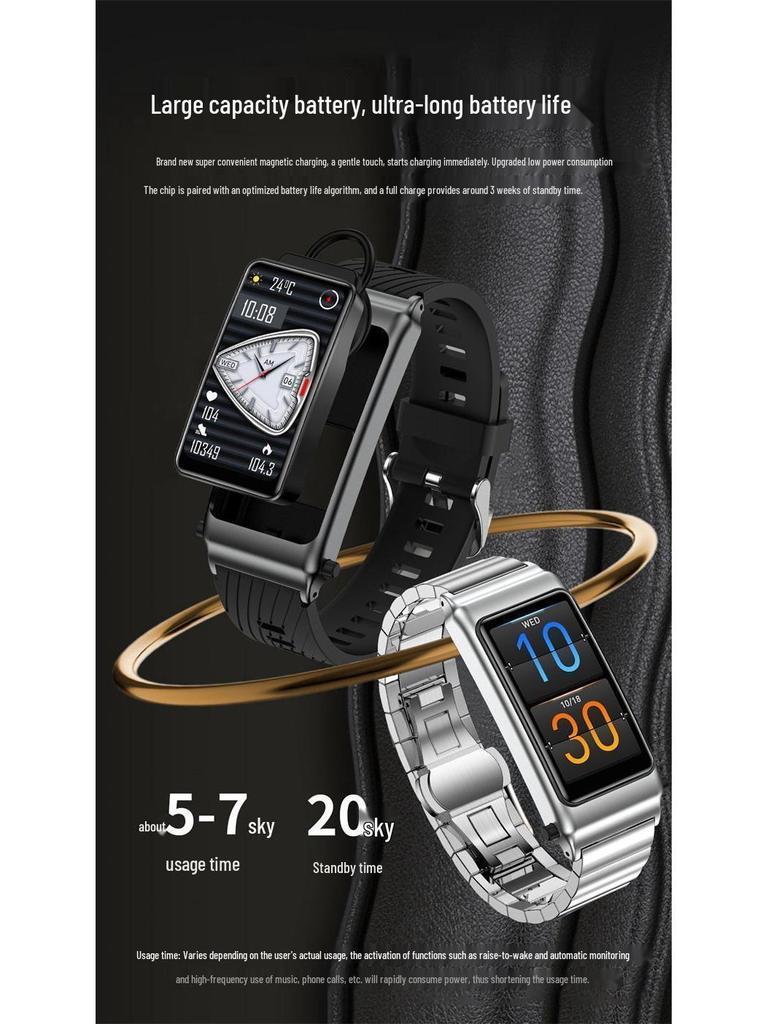 NFC Smart Bracelet with Bluetooth Earphones & Call Function, Two-in-One Smartwatch with Offline Payment Capability