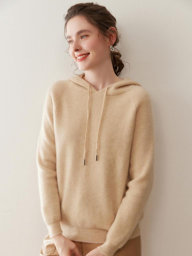 Women's Cashmere Hoodie Knitwear: Autumn & Winter Skin-Friendly Long Sleeve Loose Slimming Sweater