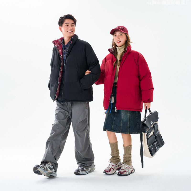 Padded-padded clothes are the same for men and women, winter new loose stand-up collar padded jacket, warm and thickened padded clothes, men's top