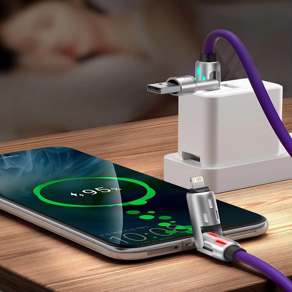 4 in 1 USB to Type-C Charging Cable Multi Connectors Charger Rotating Elbow 1.2m Mobile Phone 240W Fast Data Transfer