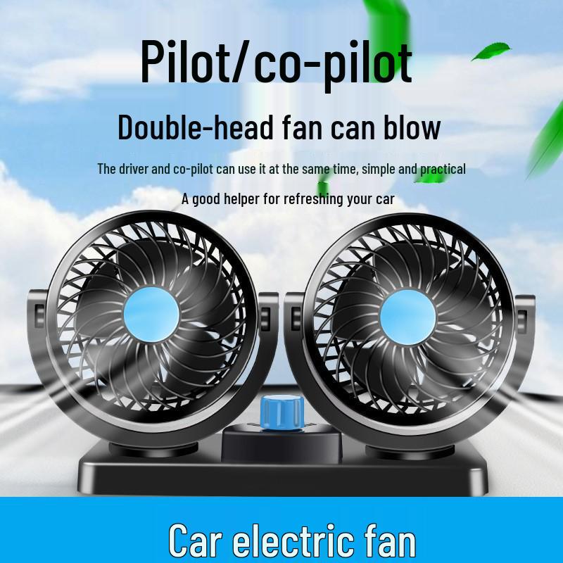 Dual Head 24V USB Car Fan - Powerful Summer Oscillating Fan