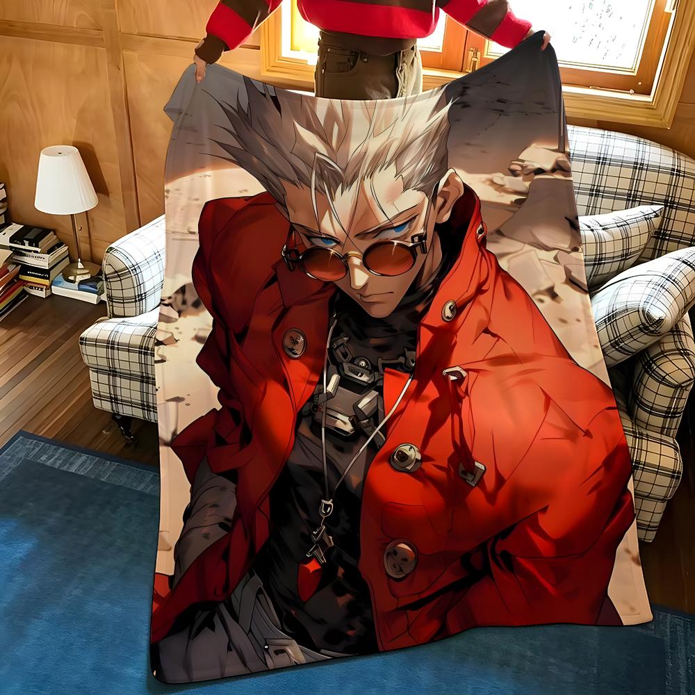 Anime T-Trigun Throw Flannel Blanket Suitable for Sofas Beds Offices Travel, Camping Chairs