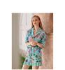 Flamingo IJszijde Zomer Pyjamaset voor Dames - Stijlvol, High-End, Buiten Draagbaar, Korte Mouwen Huispak
