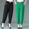Frauen Sommer Harem Hosen Elastische Hohe Taille Einfarbig Dünne Lange Hosen Seitentaschen Casual Hosen Streetwear